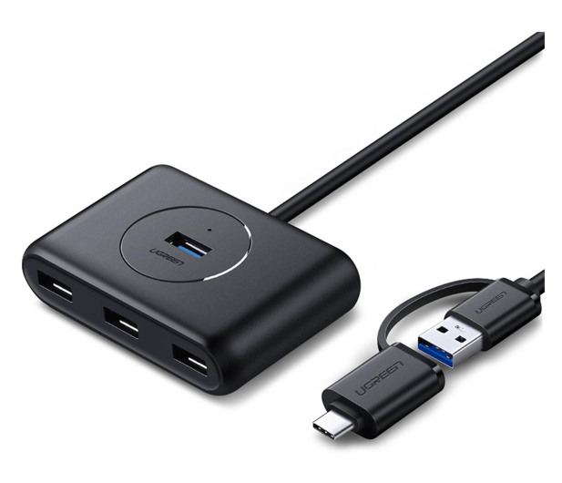 UGREEN HUB USB 3.0 + USB-C 3.1 4-portowy OTG CR113 czarny - 1488928 - zdjęcie